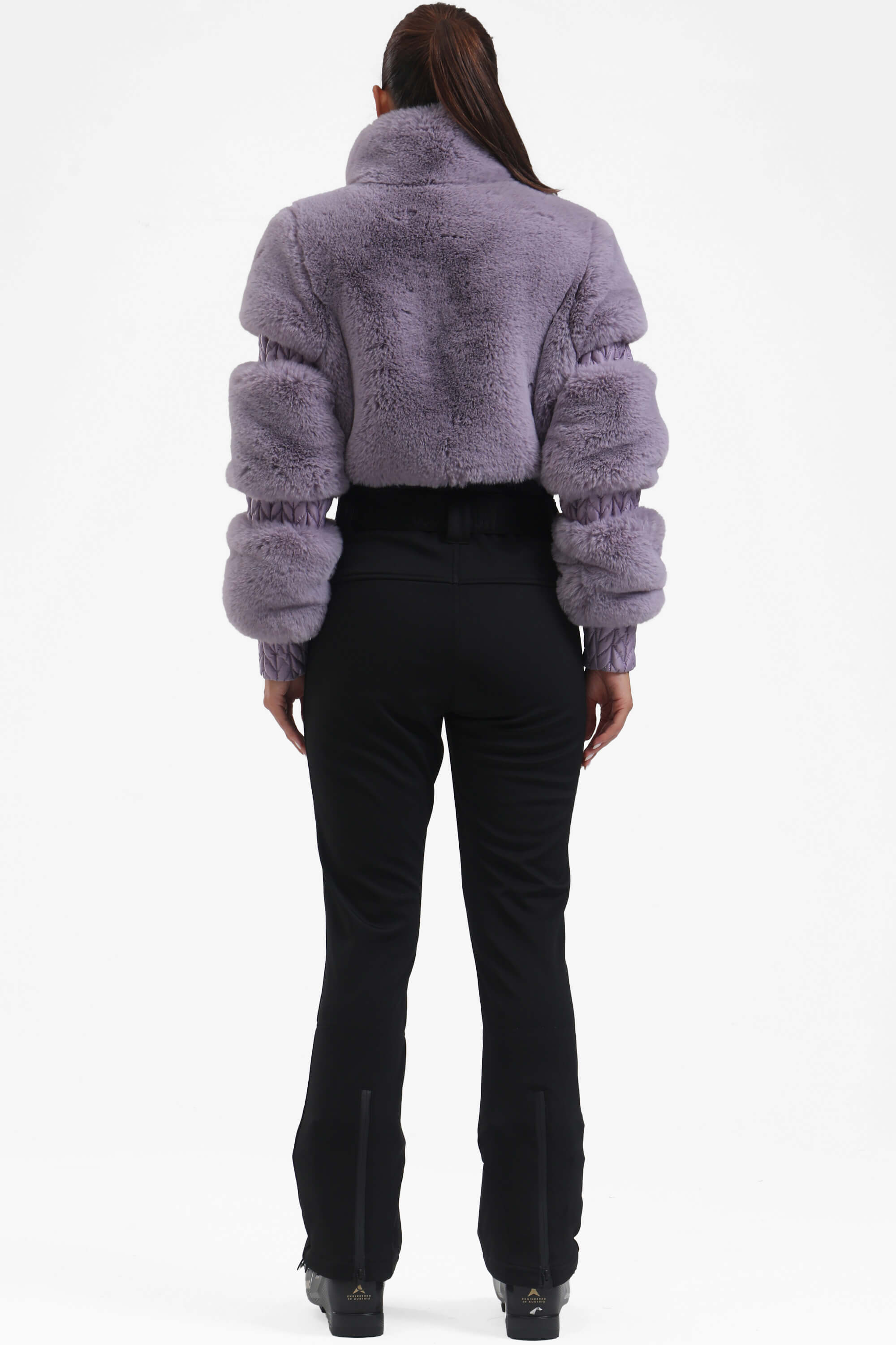 Black Elegant Faux-Fur One-Piece Ski Suit Snowboard Suit