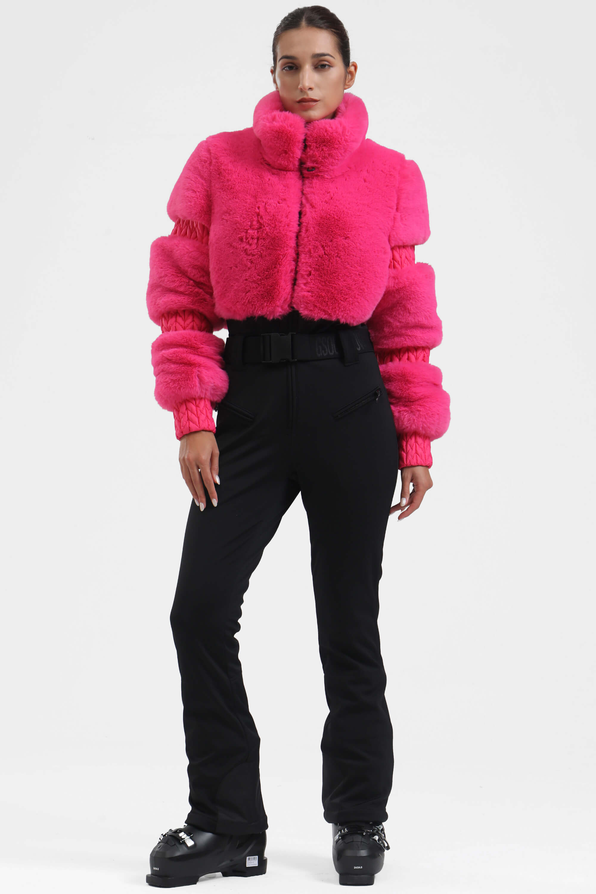 Magenta Elegant Faux-Fur One-Piece Ski Suit Snowboard Suit Main image