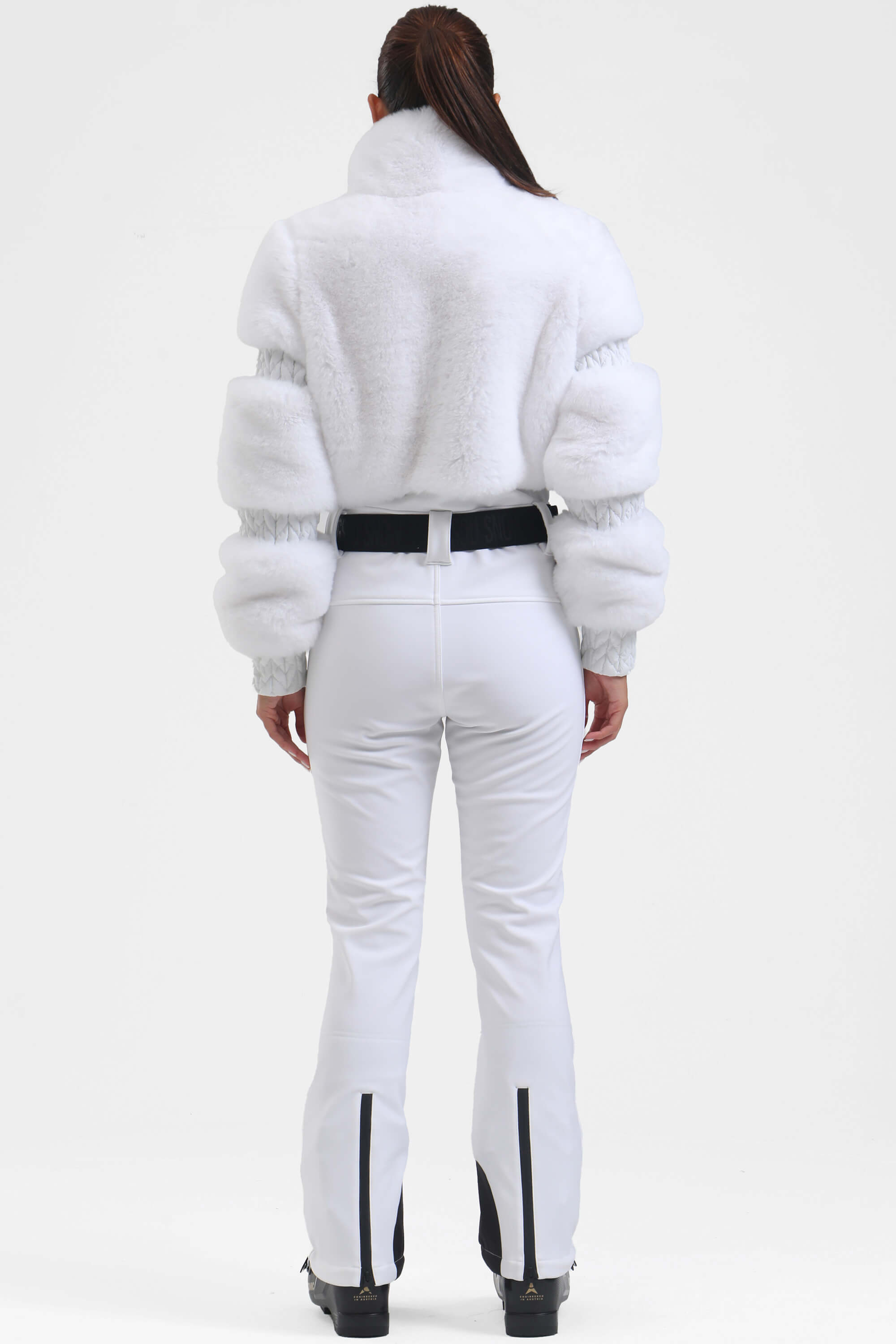 Black Elegant Faux-Fur One-Piece Ski Suit Snowboard Suit Secondary image