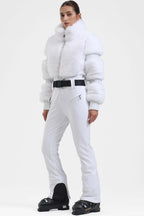Black Elegant Faux-Fur One-Piece Ski Suit Snowboard Suit