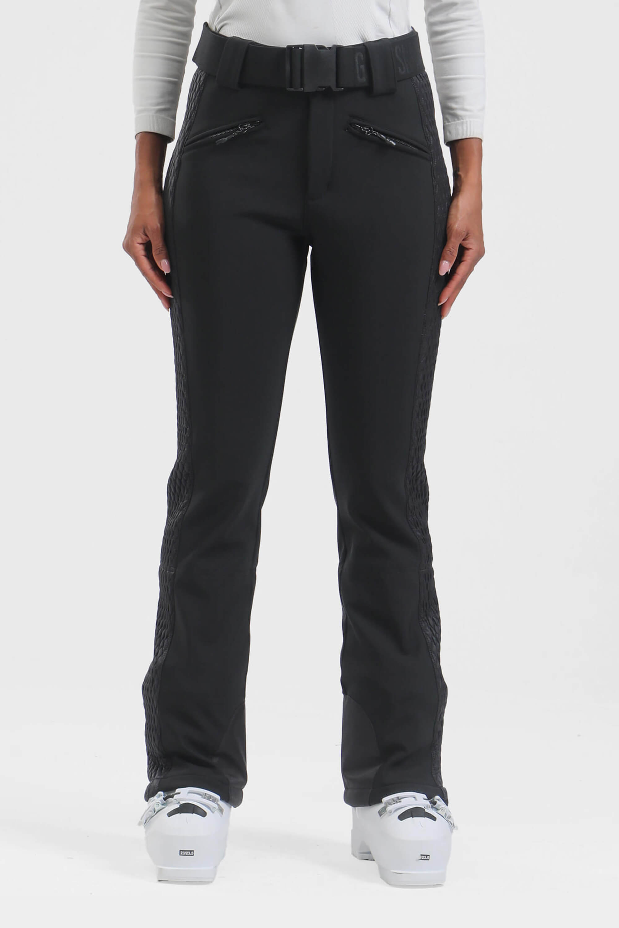 Women's Black Padded Stretch Slim-Fit Ski Pants Snow Pants Main image