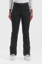 Women's Neon Red Padded Stretch Slim-Fit Ski Pants Snow Pants