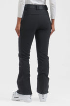 Women's Neon Red Padded Stretch Slim-Fit Ski Pants Snow Pants