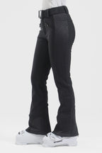 Women's Neon Red Padded Stretch Slim-Fit Ski Pants Snow Pants