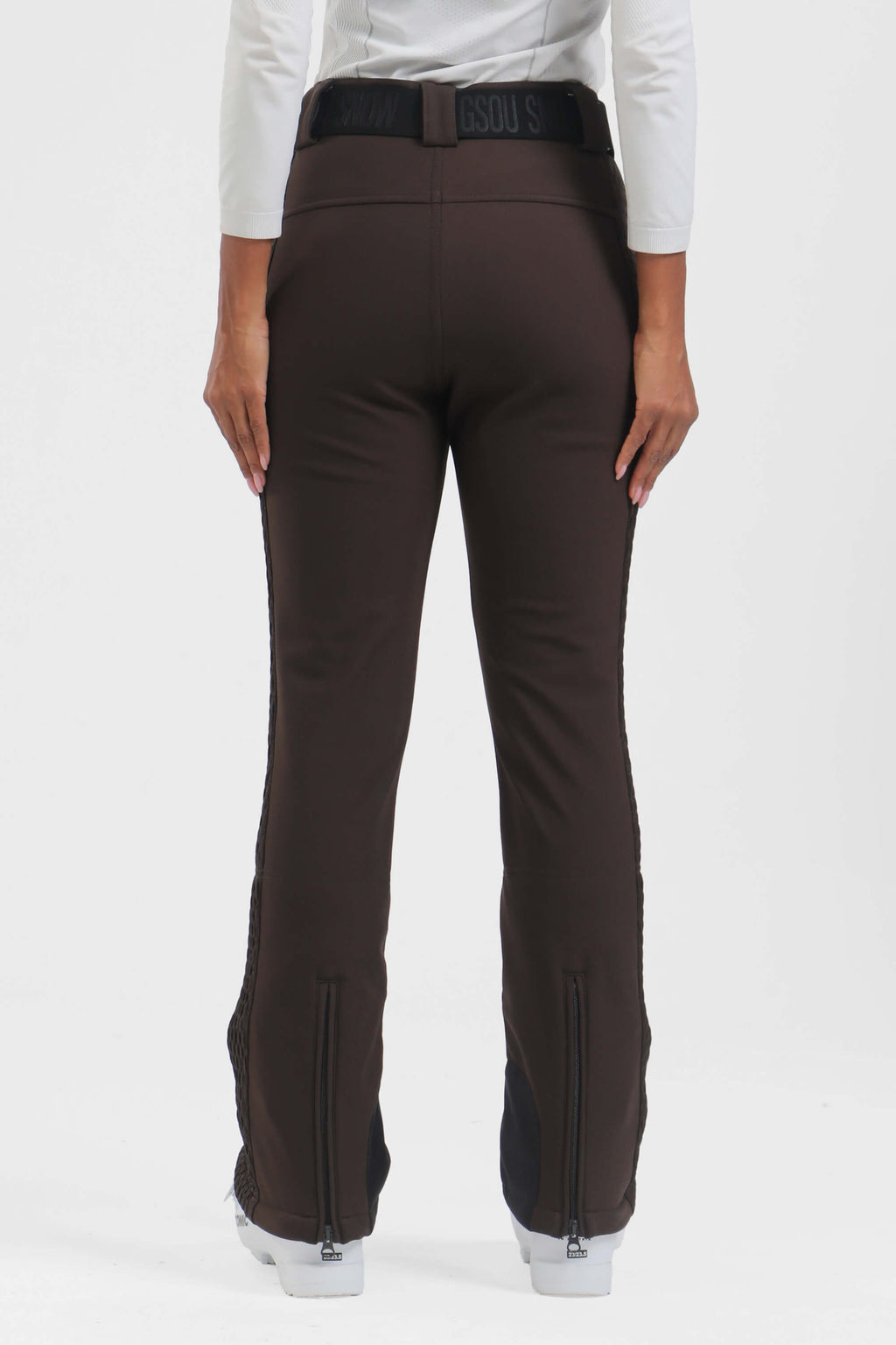 Women's White Padded Stretch Slim-Fit Ski Pants Snow Pants