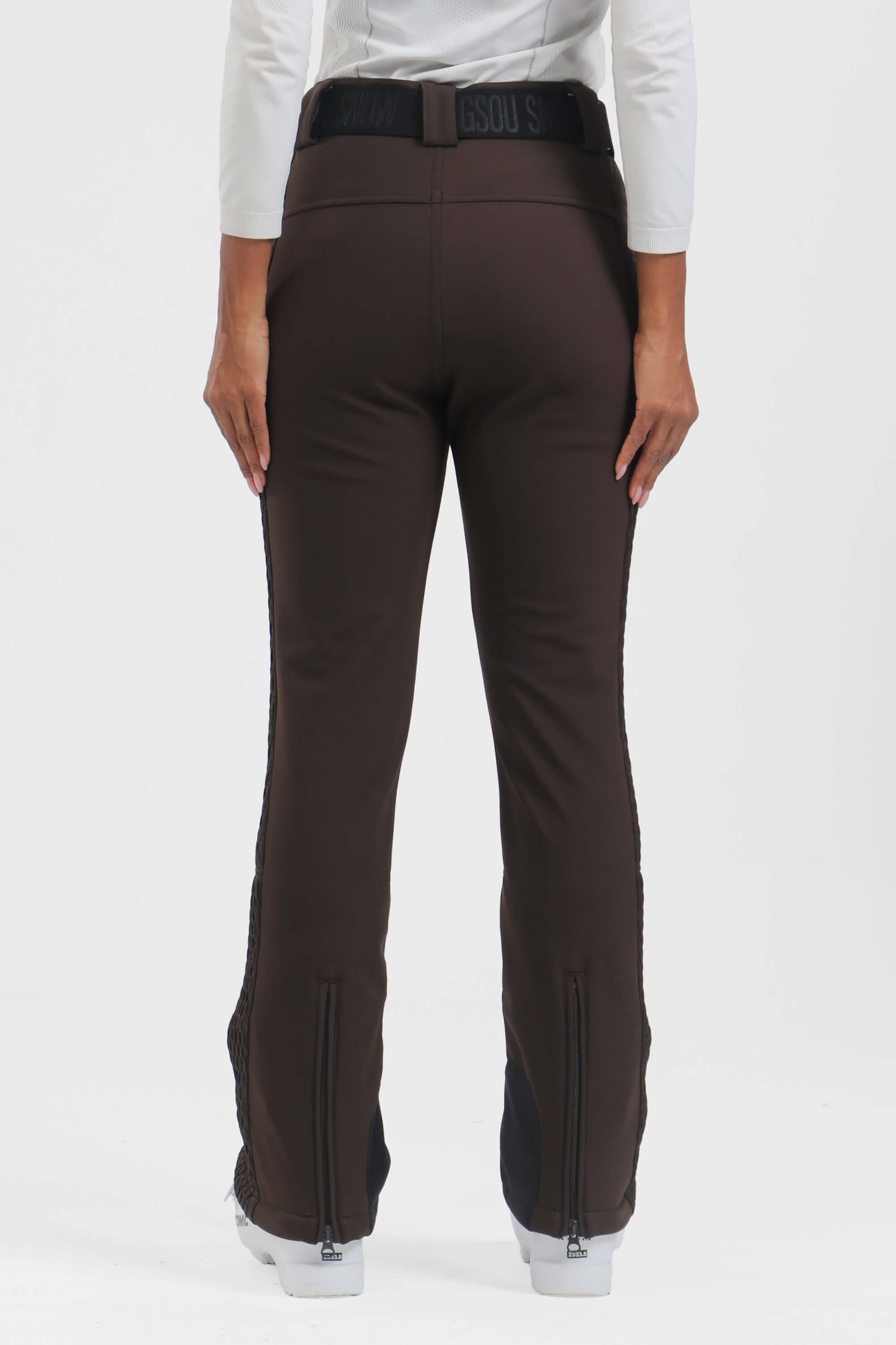 Women's Neon Red Padded Stretch Slim-Fit Ski Pants Snow Pants