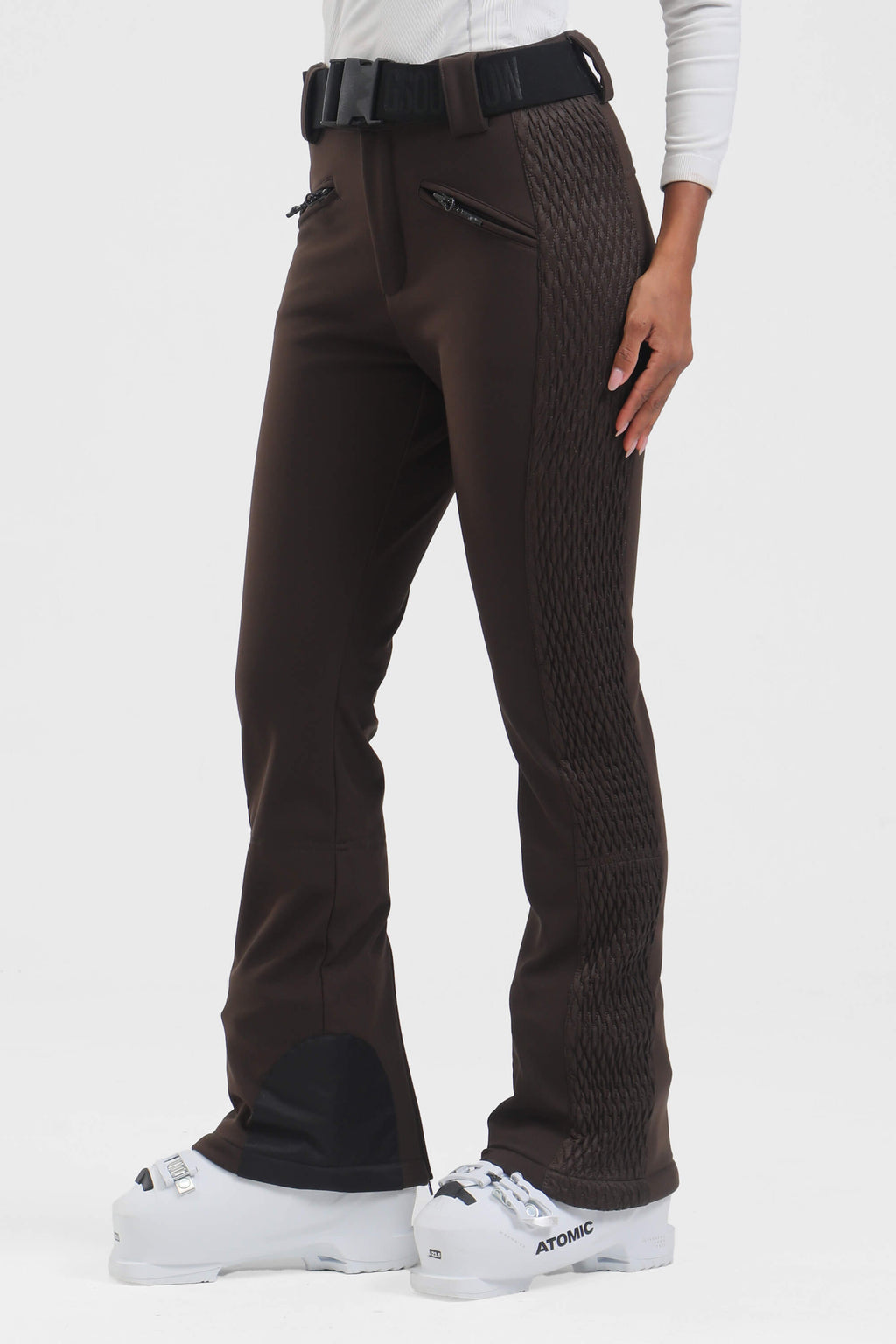 Women's White Padded Stretch Slim-Fit Ski Pants Snow Pants