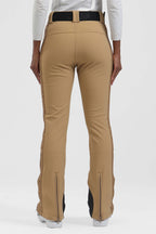 Women's Dark Brown Padded Stretch Slim-Fit Ski Pants Snow Pants