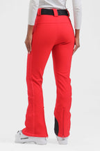 Women's White Padded Stretch Slim-Fit Ski Pants Snow Pants
