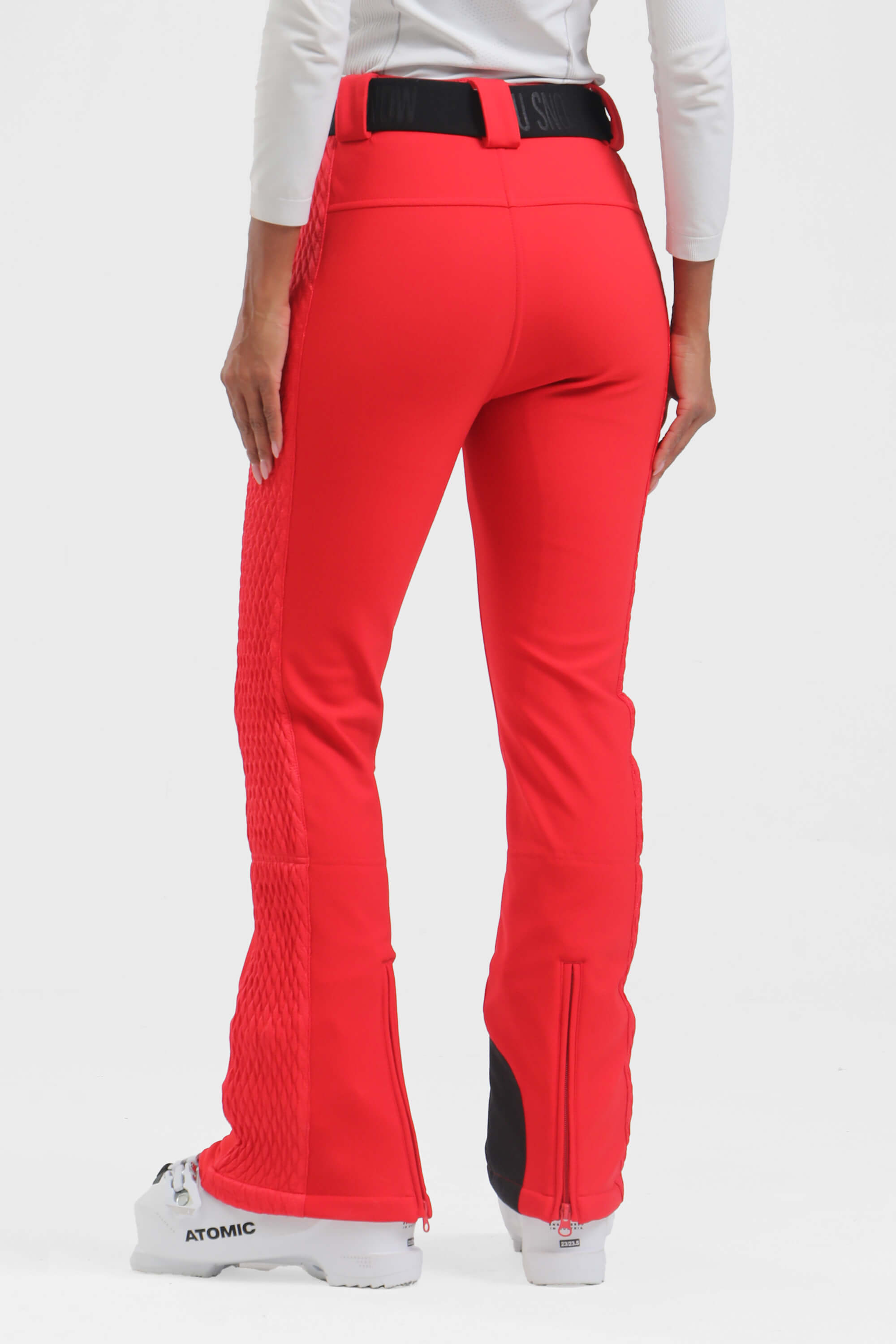 Women's Dark Brown Padded Stretch Slim-Fit Ski Pants Snow Pants