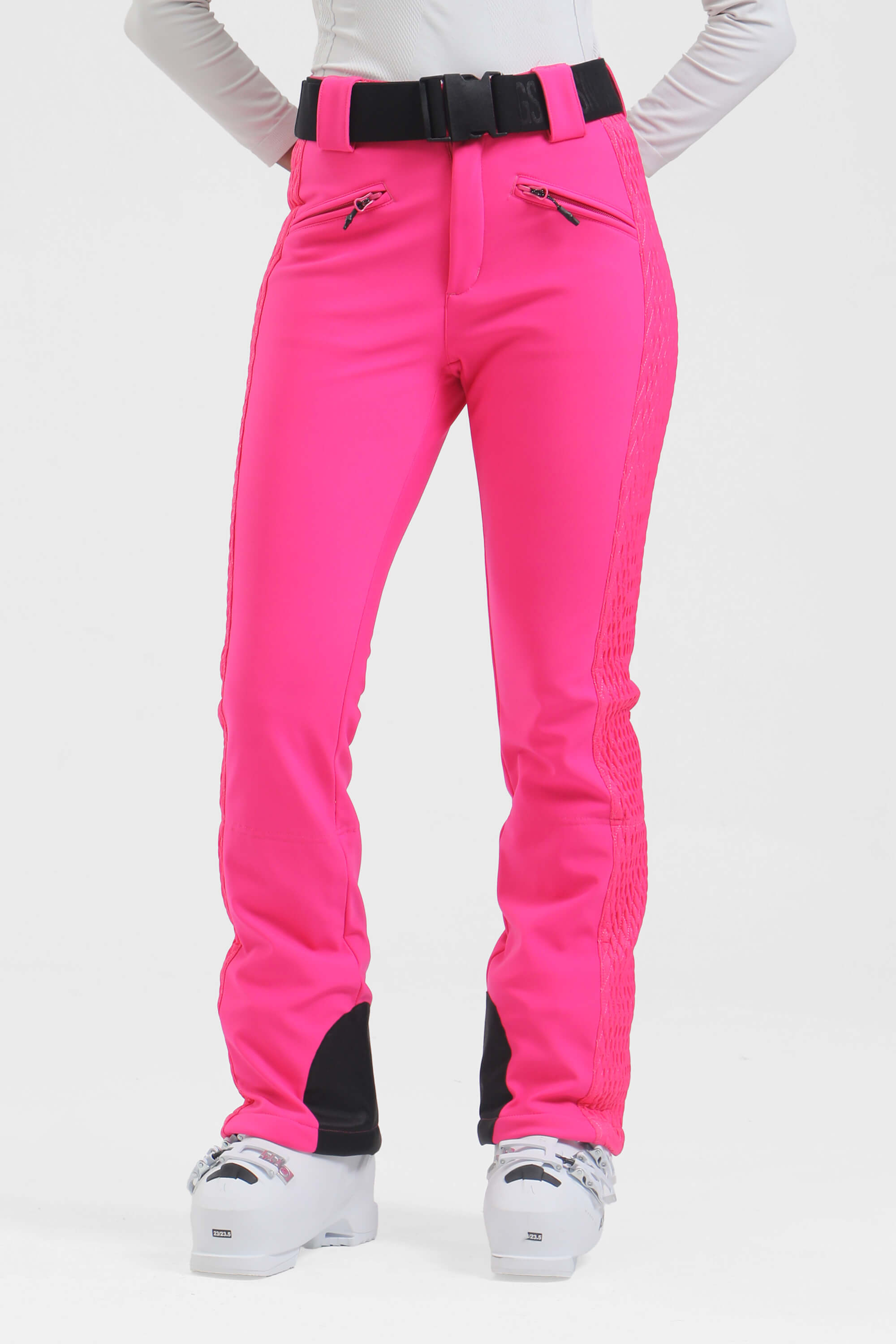 Women's White Padded Stretch Slim-Fit Ski Pants Snow Pants