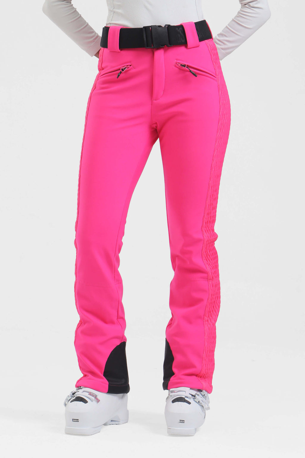 Women's Dark Brown Padded Stretch Slim-Fit Ski Pants Snow Pants