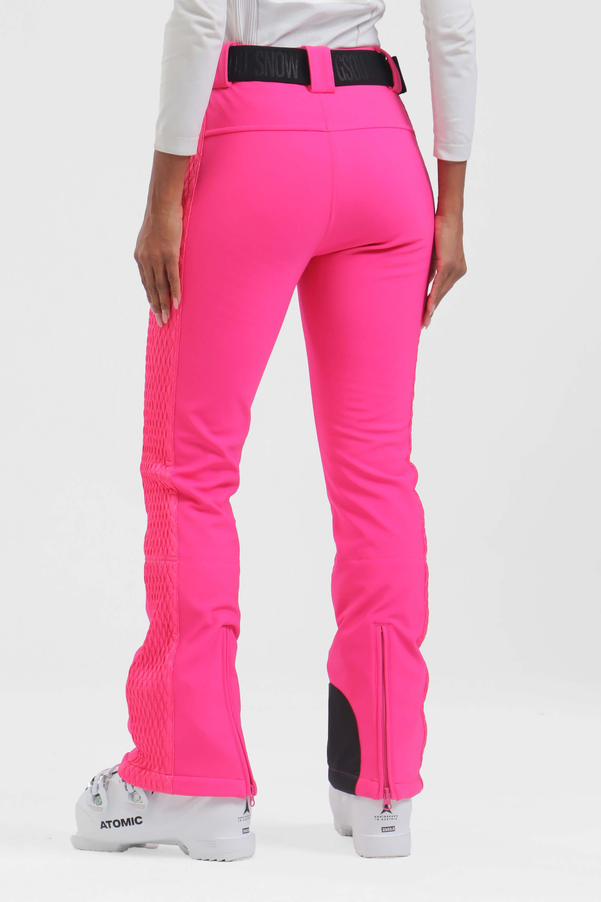 Women's Dark Brown Padded Stretch Slim-Fit Ski Pants Snow Pants