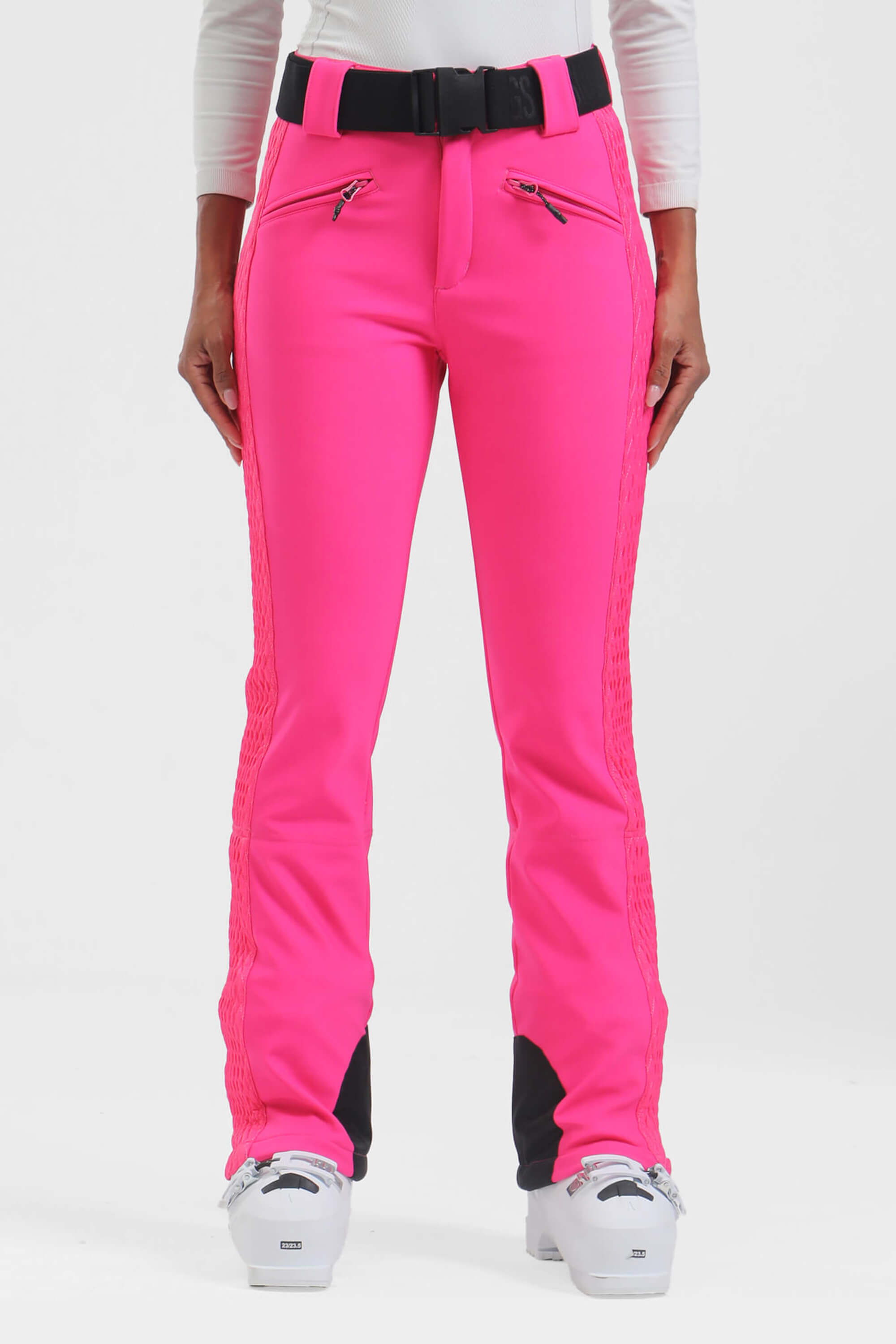 Women's White Padded Stretch Slim-Fit Ski Pants Snow Pants