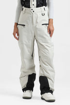 Women's Neon Red Insulated Baggy Ski Pants With Detachable Suspenders Snow Pants