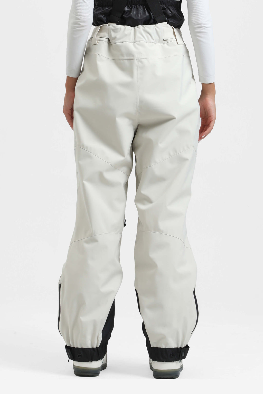 Women's Black Insulated Baggy Ski Pants With Detachable Suspenders Snow Pants