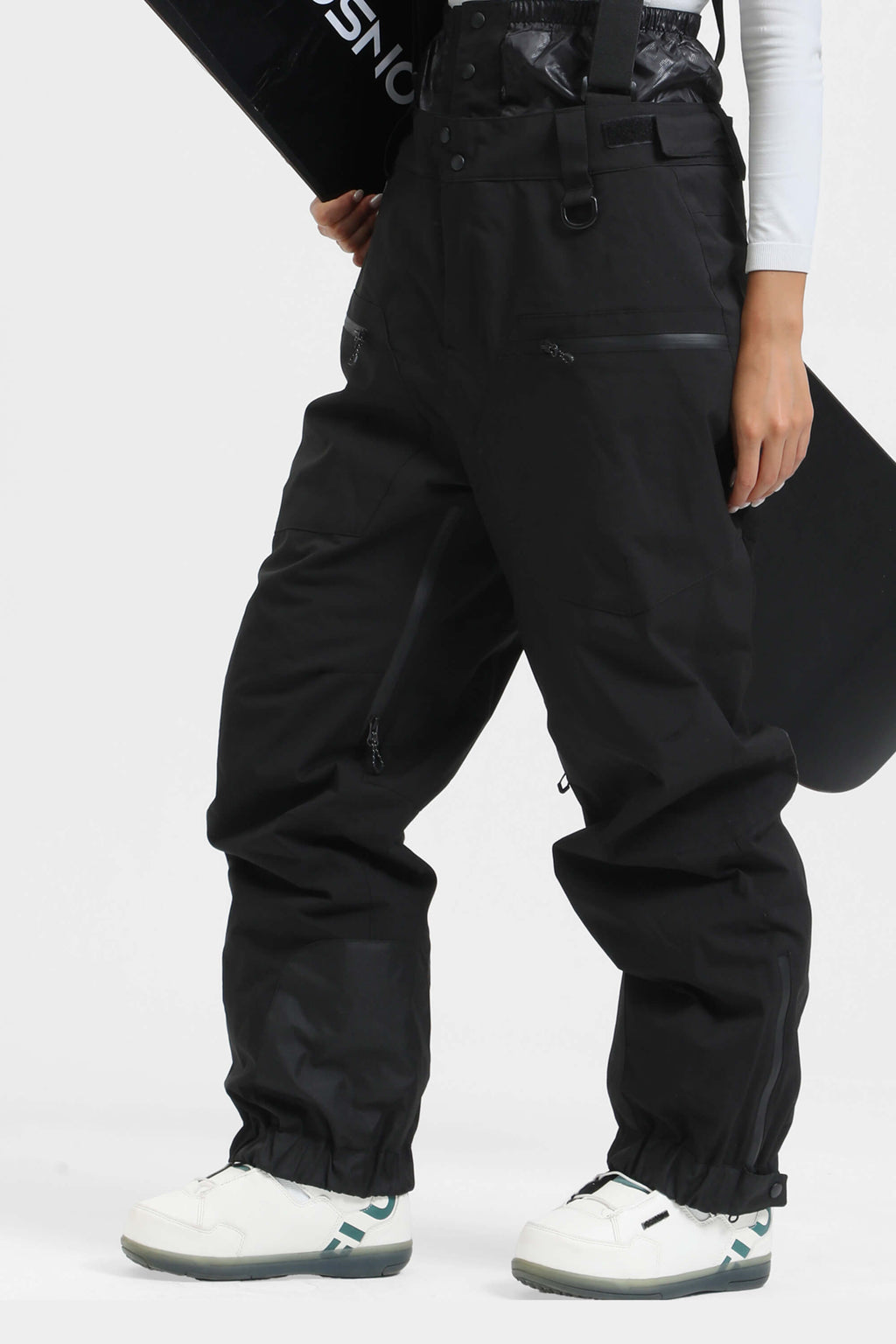 Women's Rose Insulated Baggy Ski Pants With Detachable Suspenders Snow Pants