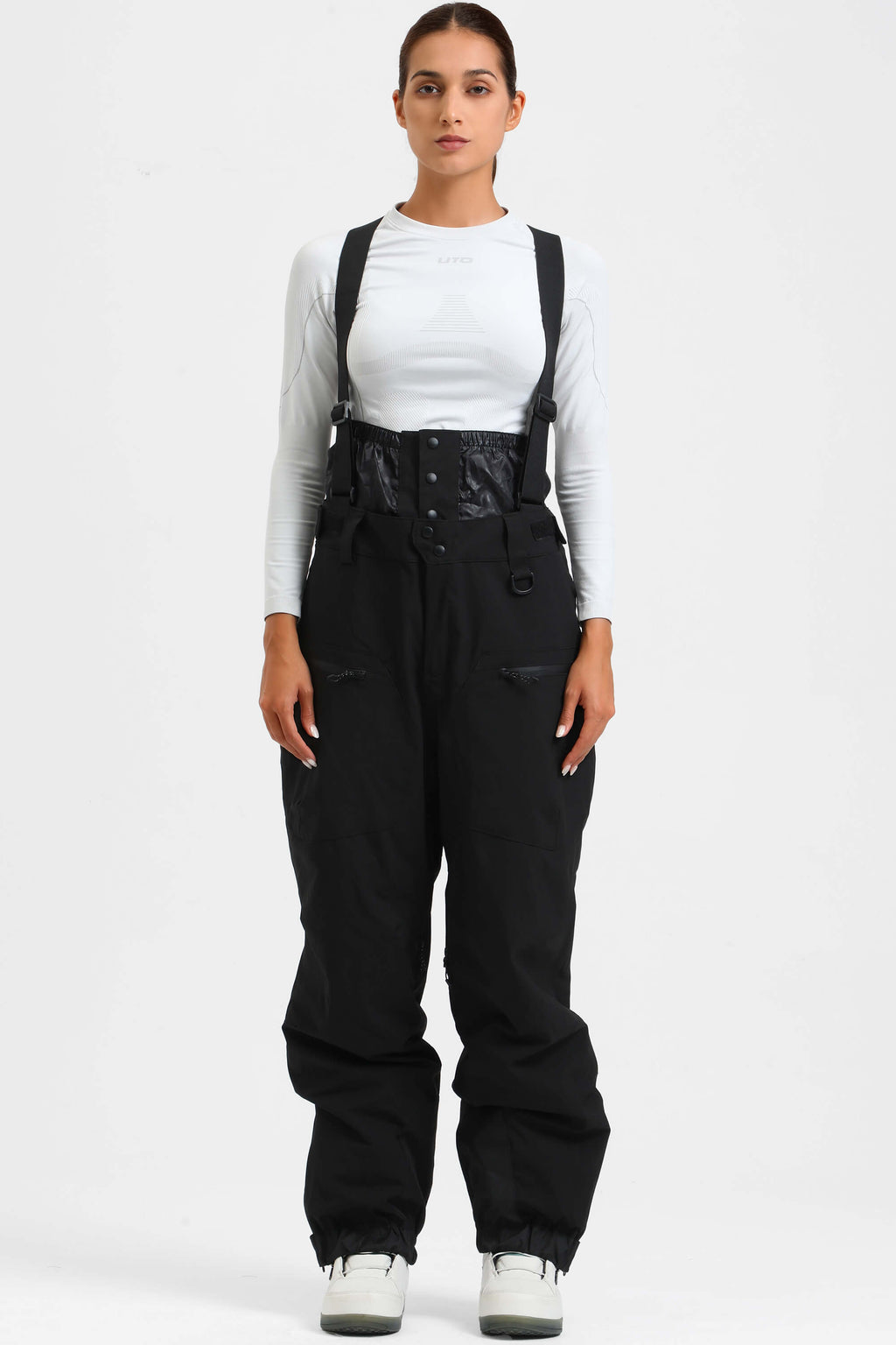 Women's Rose Insulated Baggy Ski Pants With Detachable Suspenders Snow Pants