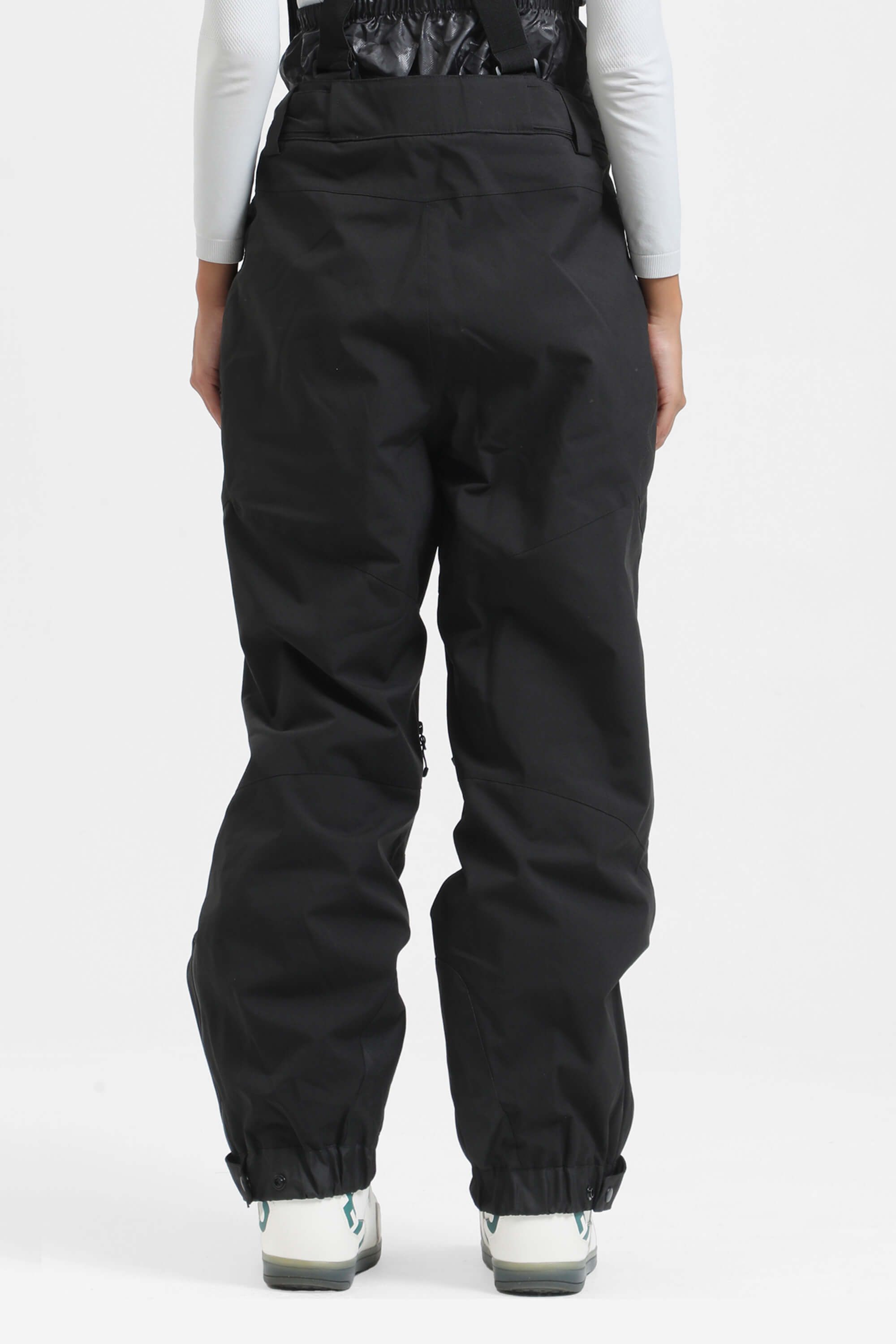 Women's Ice Blue Insulated Baggy Ski Pants With Detachable Suspenders Snow Pants
