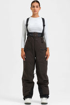 Women's Rose Insulated Baggy Ski Pants With Detachable Suspenders Snow Pants