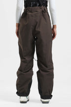 Women's Black Insulated Baggy Ski Pants With Detachable Suspenders Snow Pants