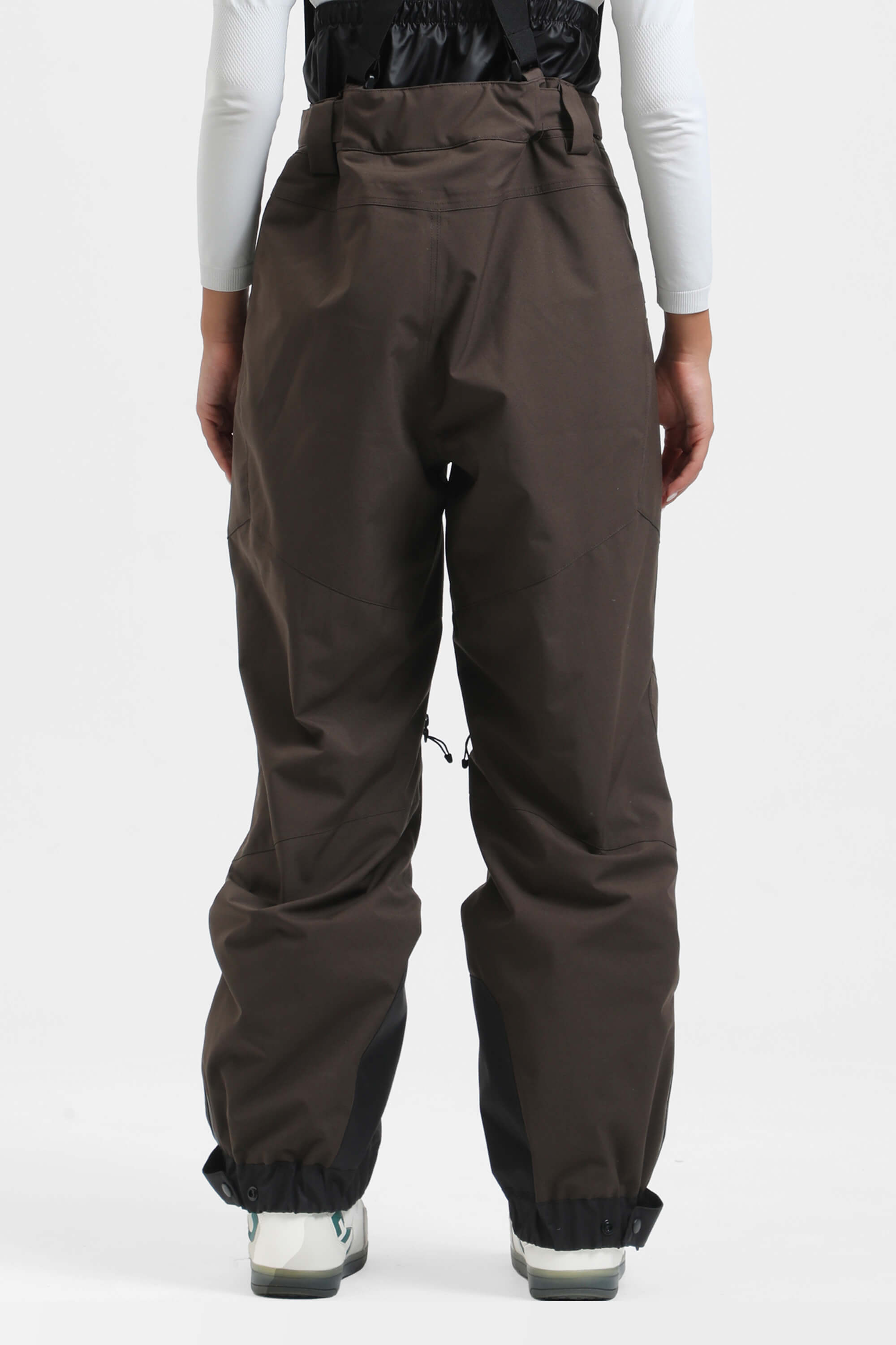 Women's Off White Insulated Baggy Ski Pants With Detachable Suspenders Snow Pants