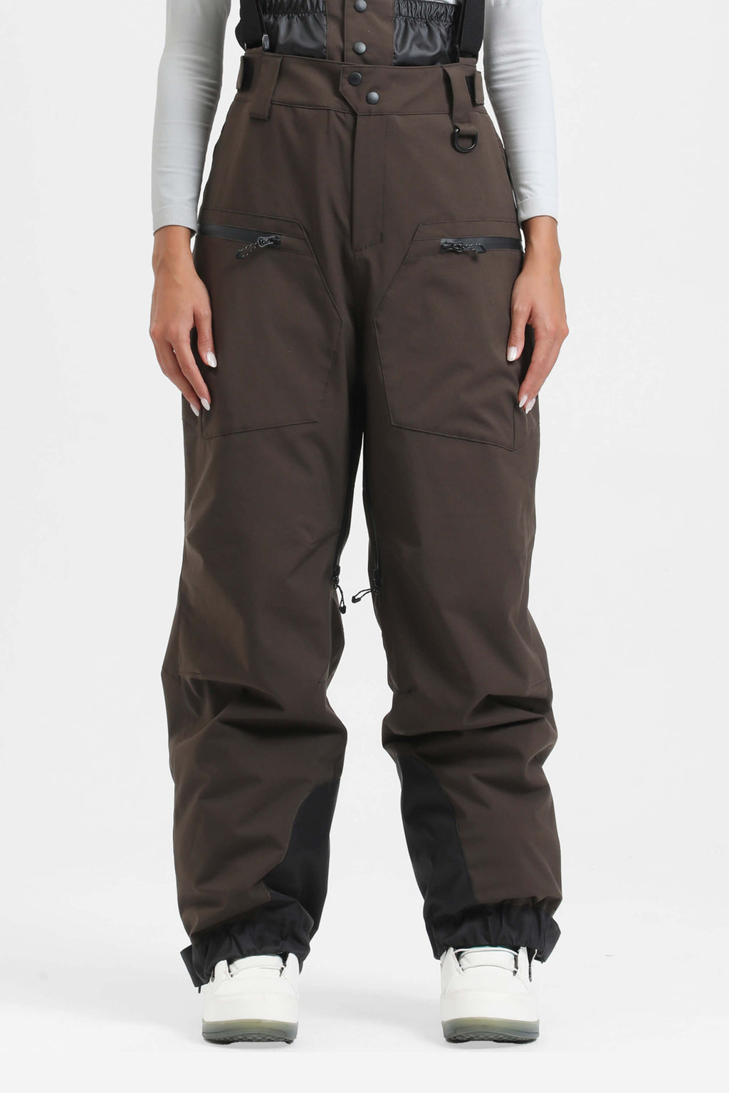 Women's Rose Insulated Baggy Ski Pants With Detachable Suspenders Snow Pants