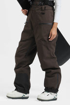 Women's Neon Red Insulated Baggy Ski Pants With Detachable Suspenders Snow Pants