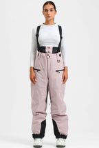 Women's Rose Insulated Baggy Ski Pants With Detachable Suspenders Snow Pants