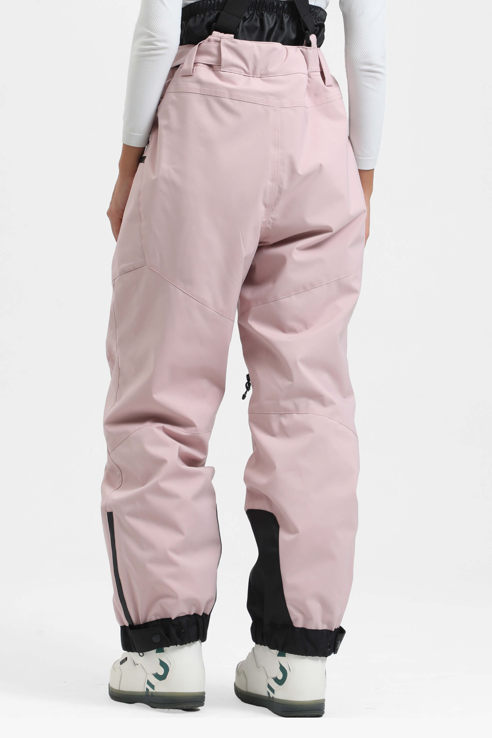 Women's Ice Blue Insulated Baggy Ski Pants With Detachable Suspenders Snow Pants