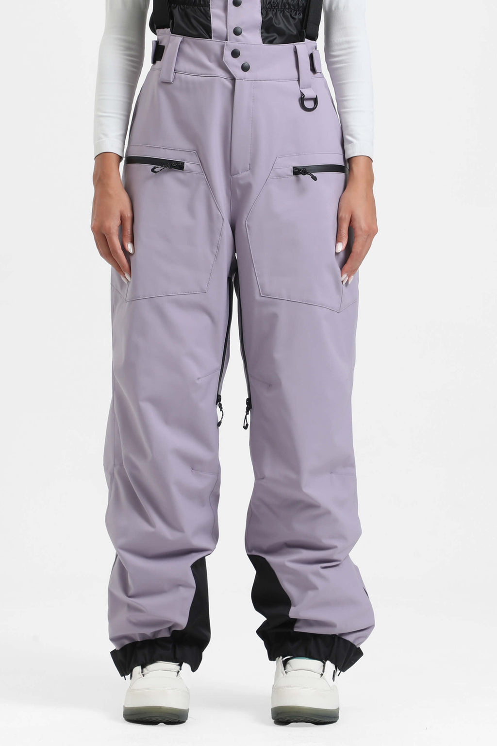 Women's Rose Insulated Baggy Ski Pants With Detachable Suspenders Snow Pants