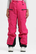 Women's Black Insulated Baggy Ski Pants With Detachable Suspenders Snow Pants