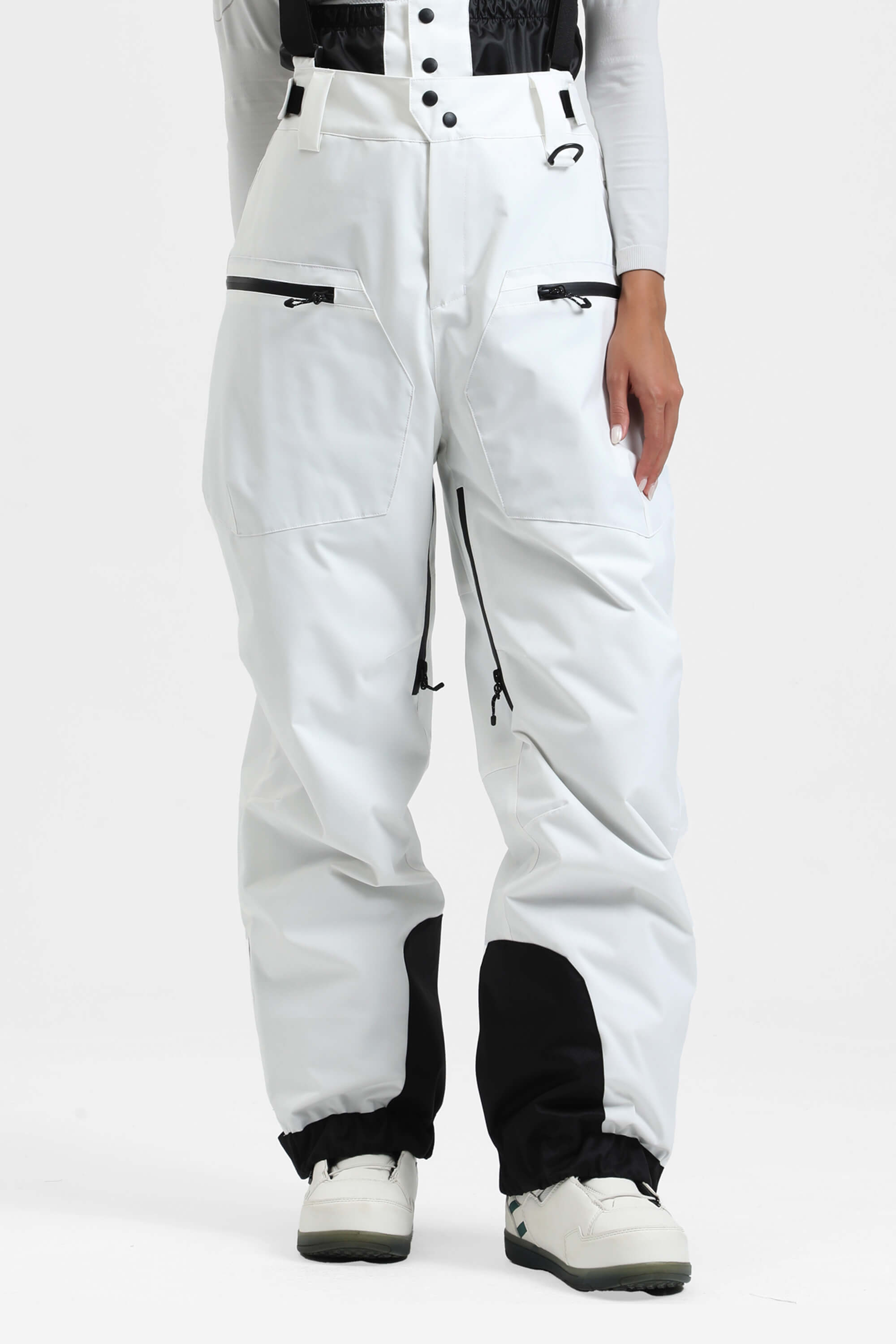 Women's Rose Insulated Baggy Ski Pants With Detachable Suspenders Snow Pants