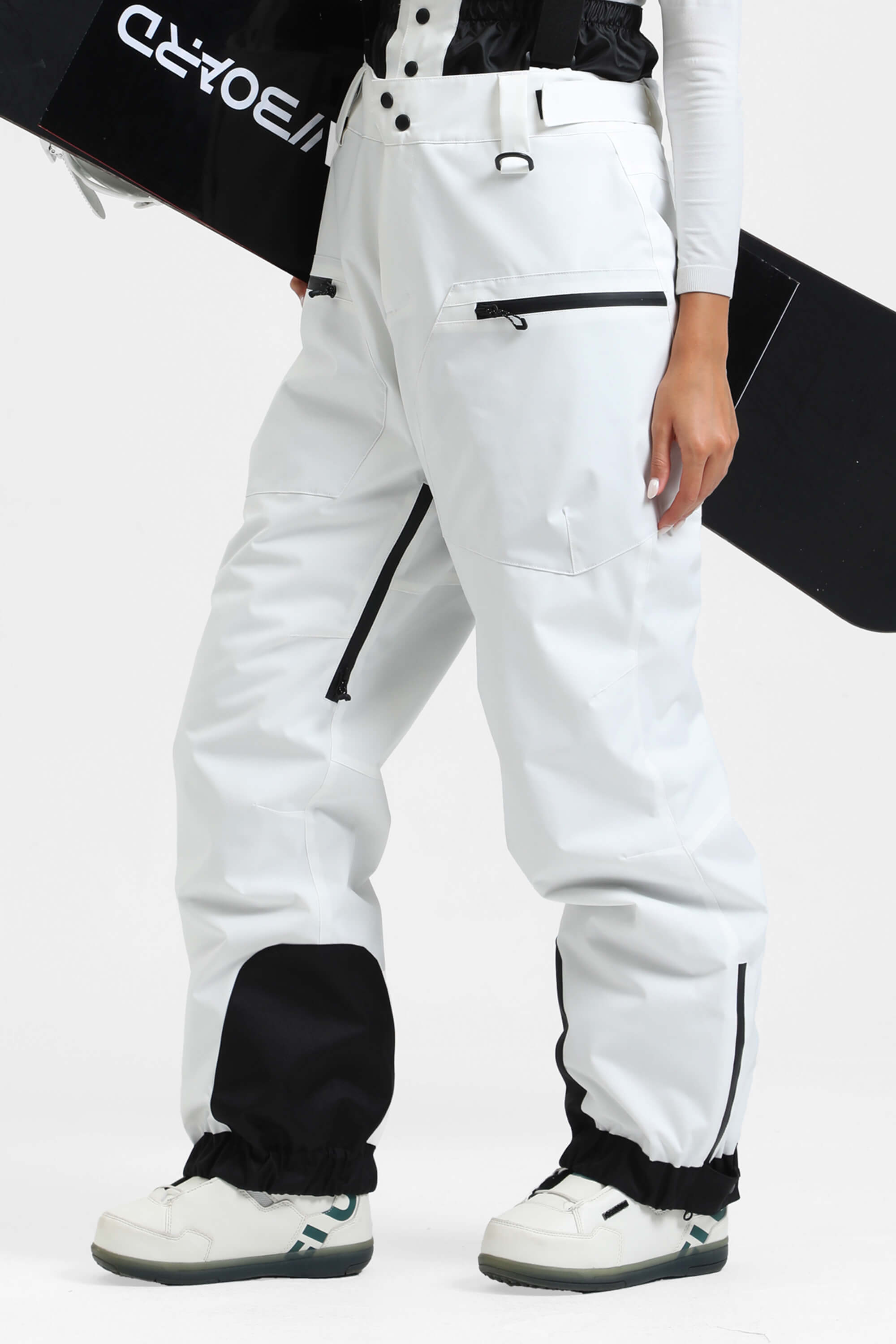 Women's Rose Insulated Baggy Ski Pants With Detachable Suspenders Snow Pants
