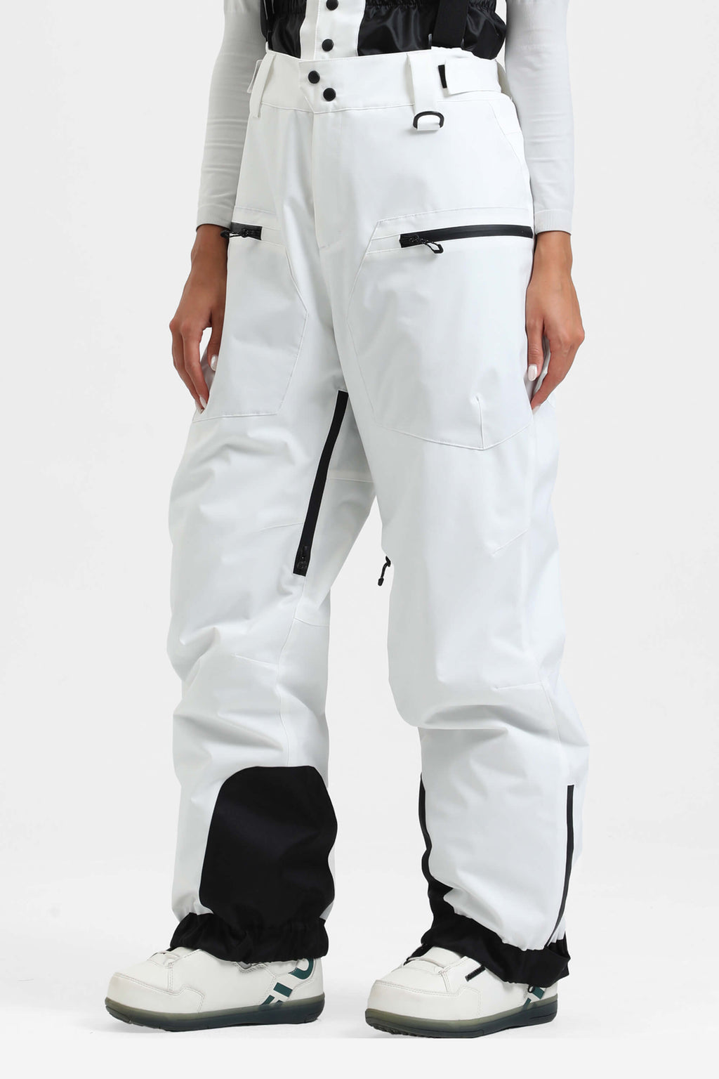 Women's Rose Insulated Baggy Ski Pants With Detachable Suspenders Snow Pants
