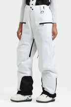 Women's Coffee Insulated Baggy Ski Pants With Detachable Suspenders Snow Pants