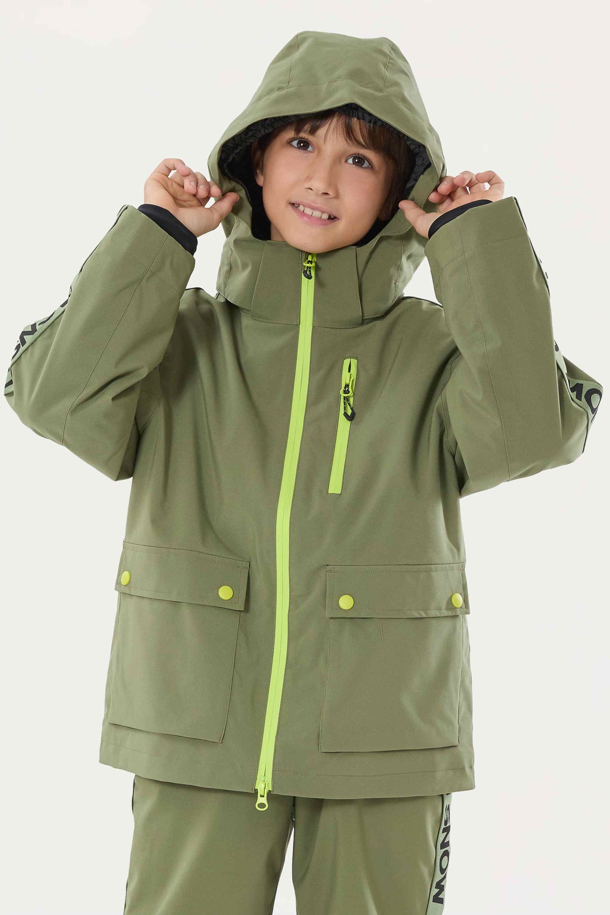 Kids' Off White Sporty Logo Tape Waterproof Insulated Snow Jacket