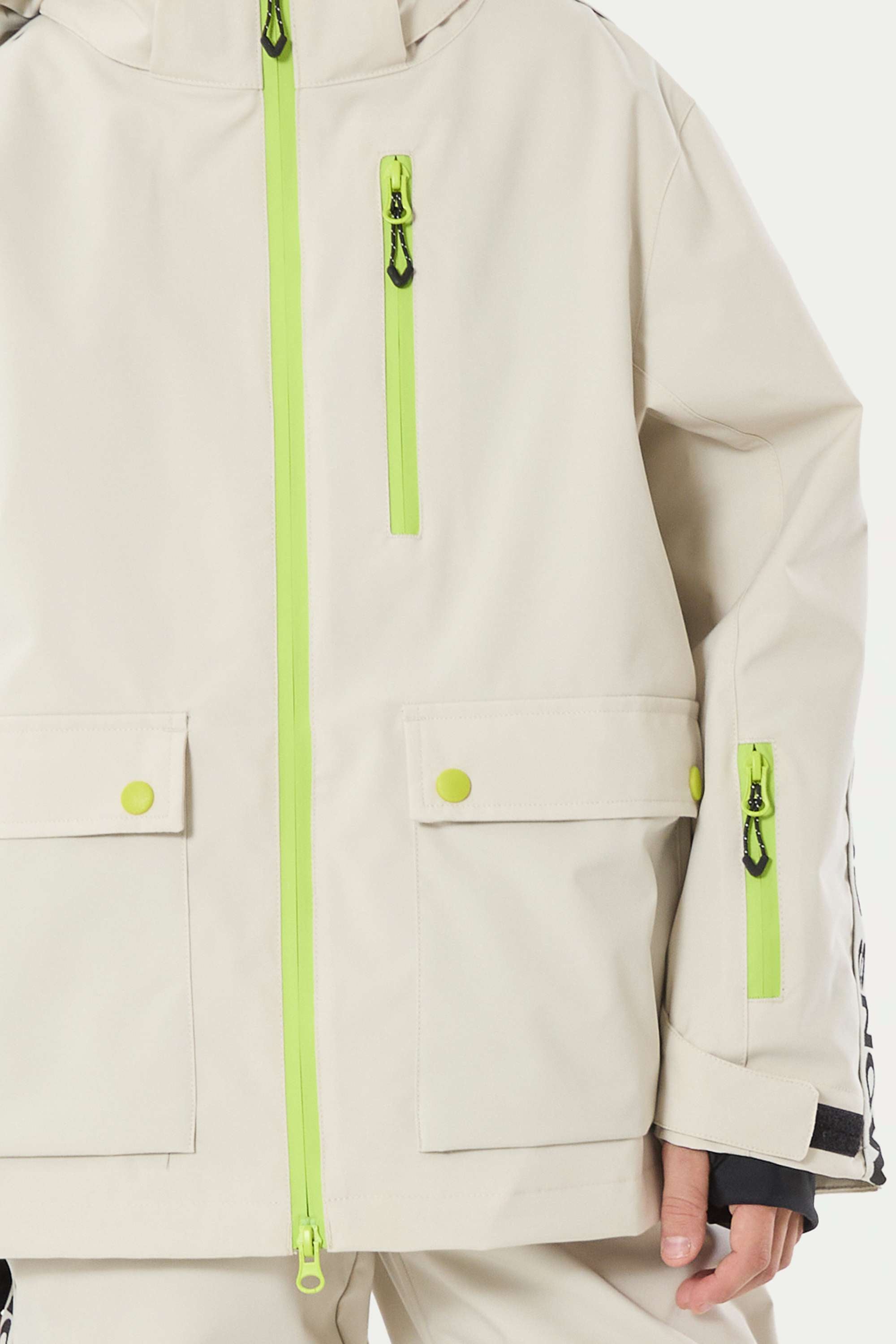 Kids' Off White Insulated Snowboard Jacket  With Contrast Zippers Sekundært bilde