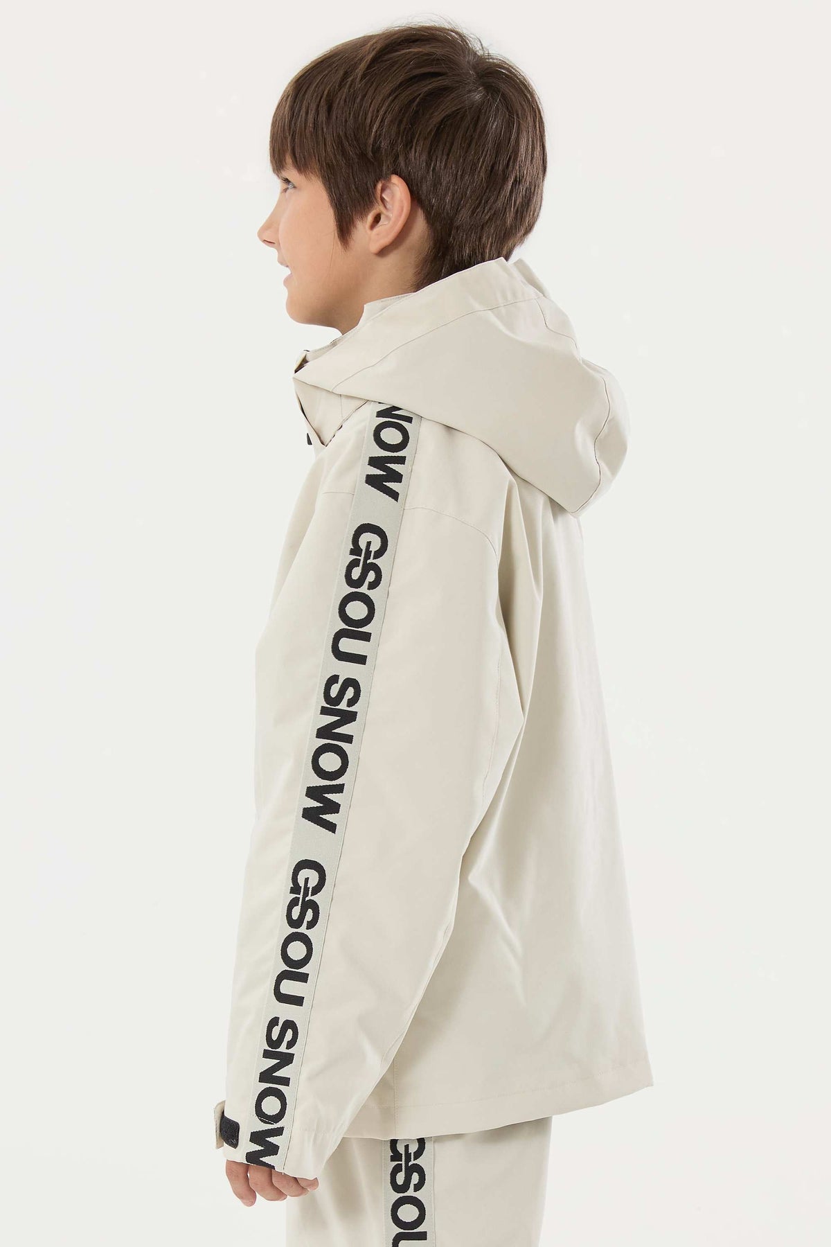 Kids' Off White Sporty Logo Tape Waterproof Insulated Snow Jacket