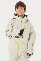 Kids' Off White Sporty Logo Tape Waterproof Insulated Snow Jacket