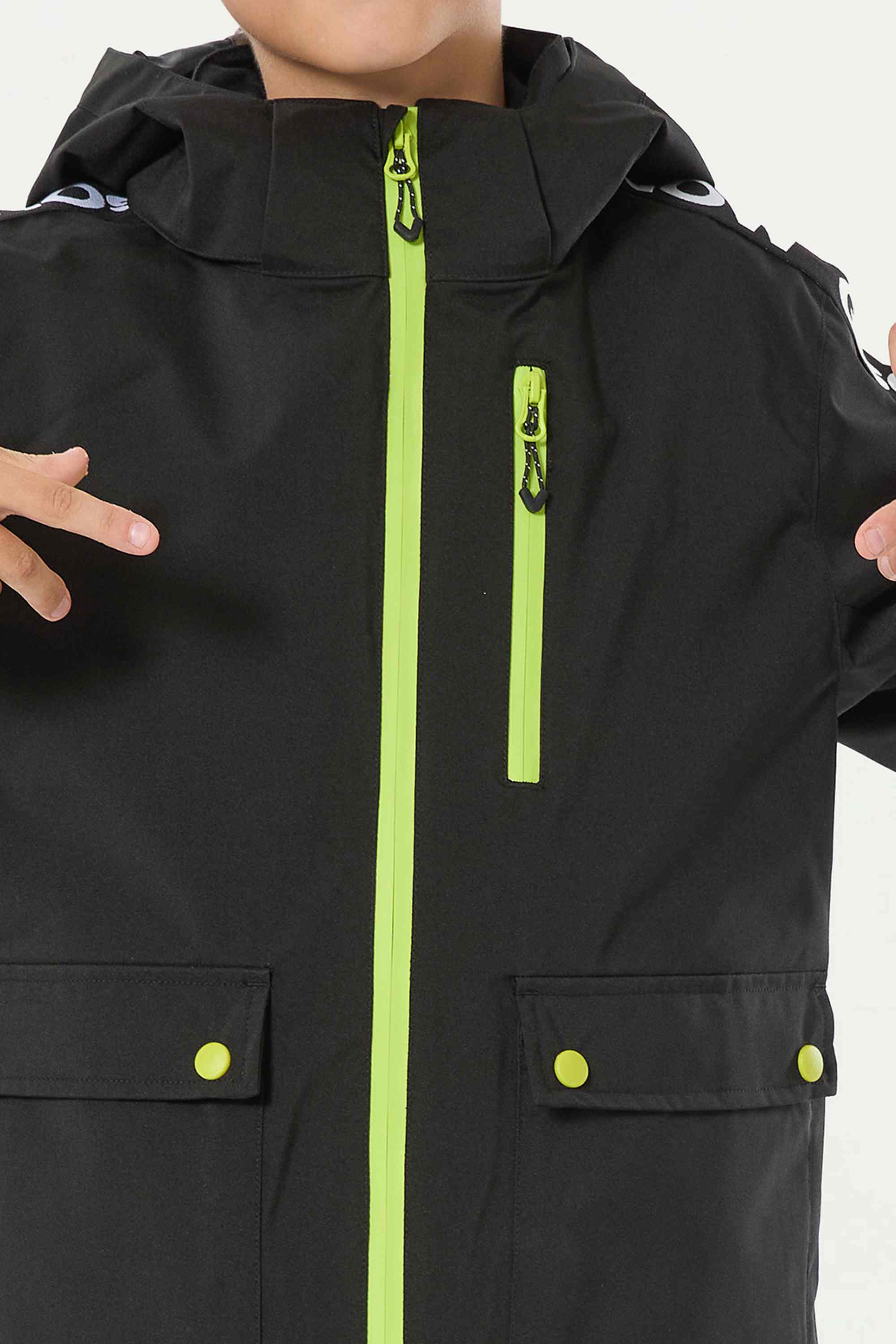 Kids' Black Waterproof Insulated Snowboard Jacket  With Contrast Zippers Sekundært bilde