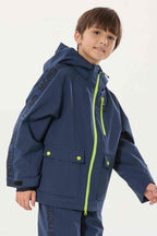 Kids' Black Sporty Logo Tape Waterproof Insulated Snow Jacket