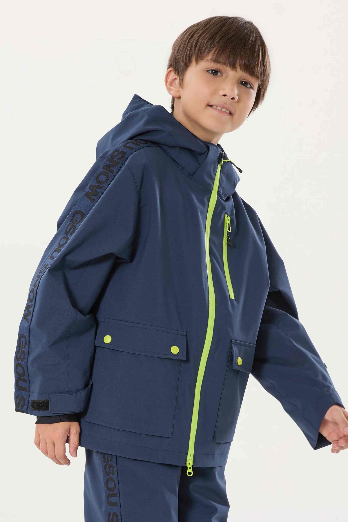 Kids' Off White Sporty Logo Tape Waterproof Insulated Snow Jacket
