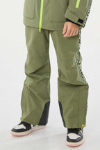 Khaki Insulated Ski Pants With Suspenders Snow Pants
