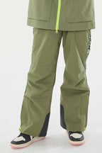 Khaki Insulated Ski Pants With Suspenders Snow Pants
