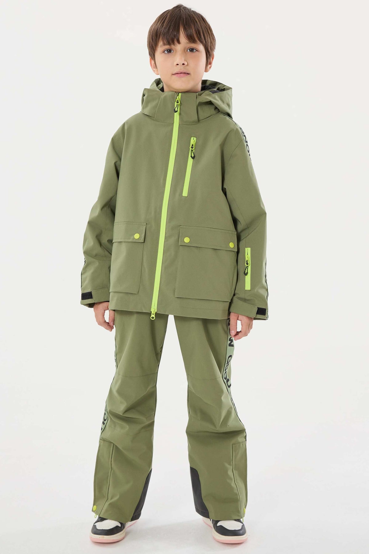 Kids’ Off White Insulated Snow Pants with Suspenders