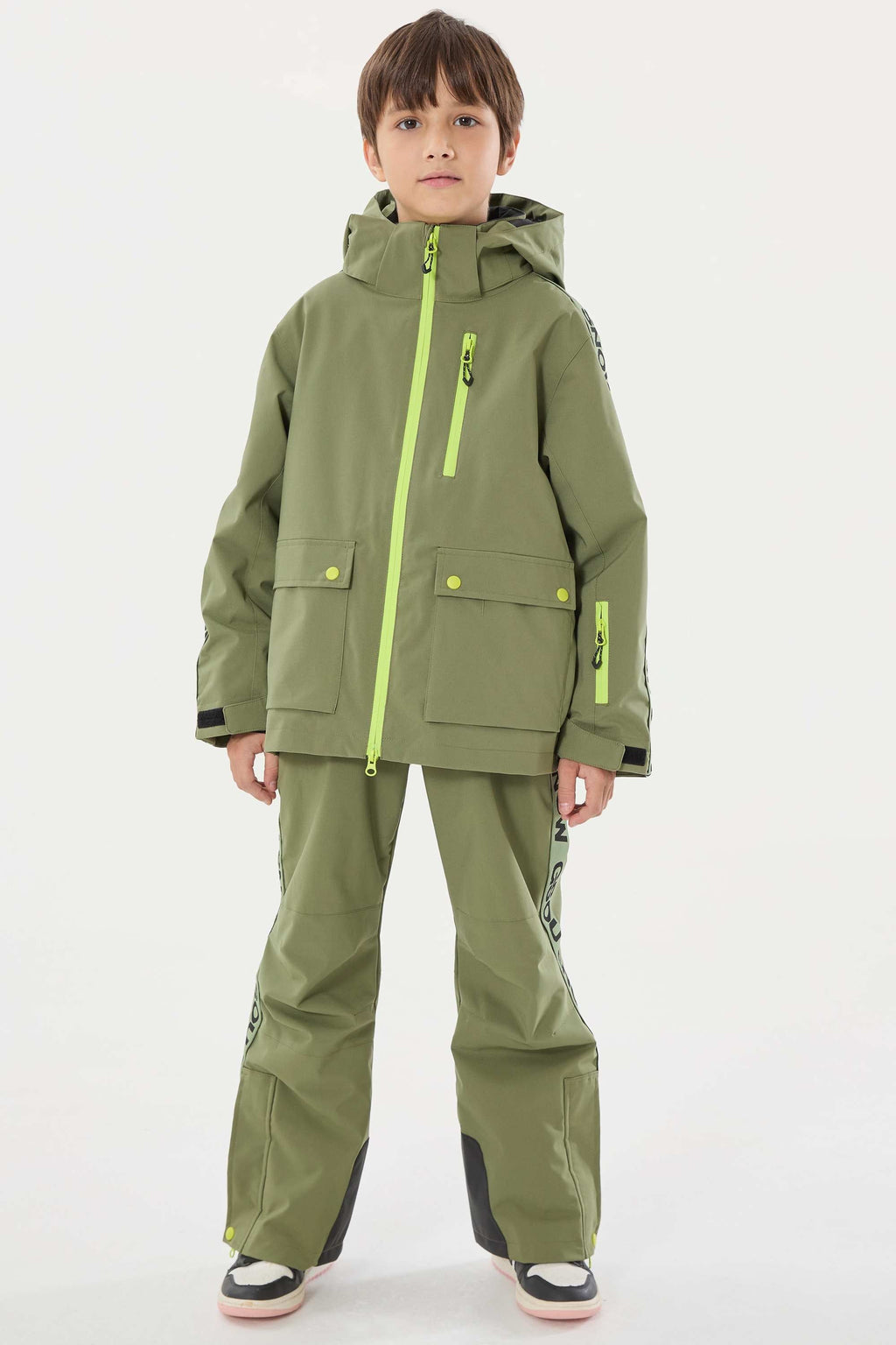 Army Green Insulated Ski Pants With Suspenders Snow Pants