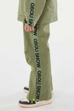 Army Green Insulated Ski Pants With Suspenders Snow Pants