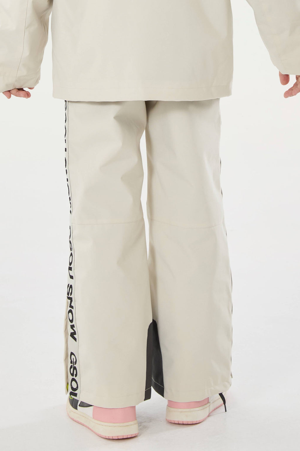 Kids’ Off White Insulated Snow Pants with Suspenders