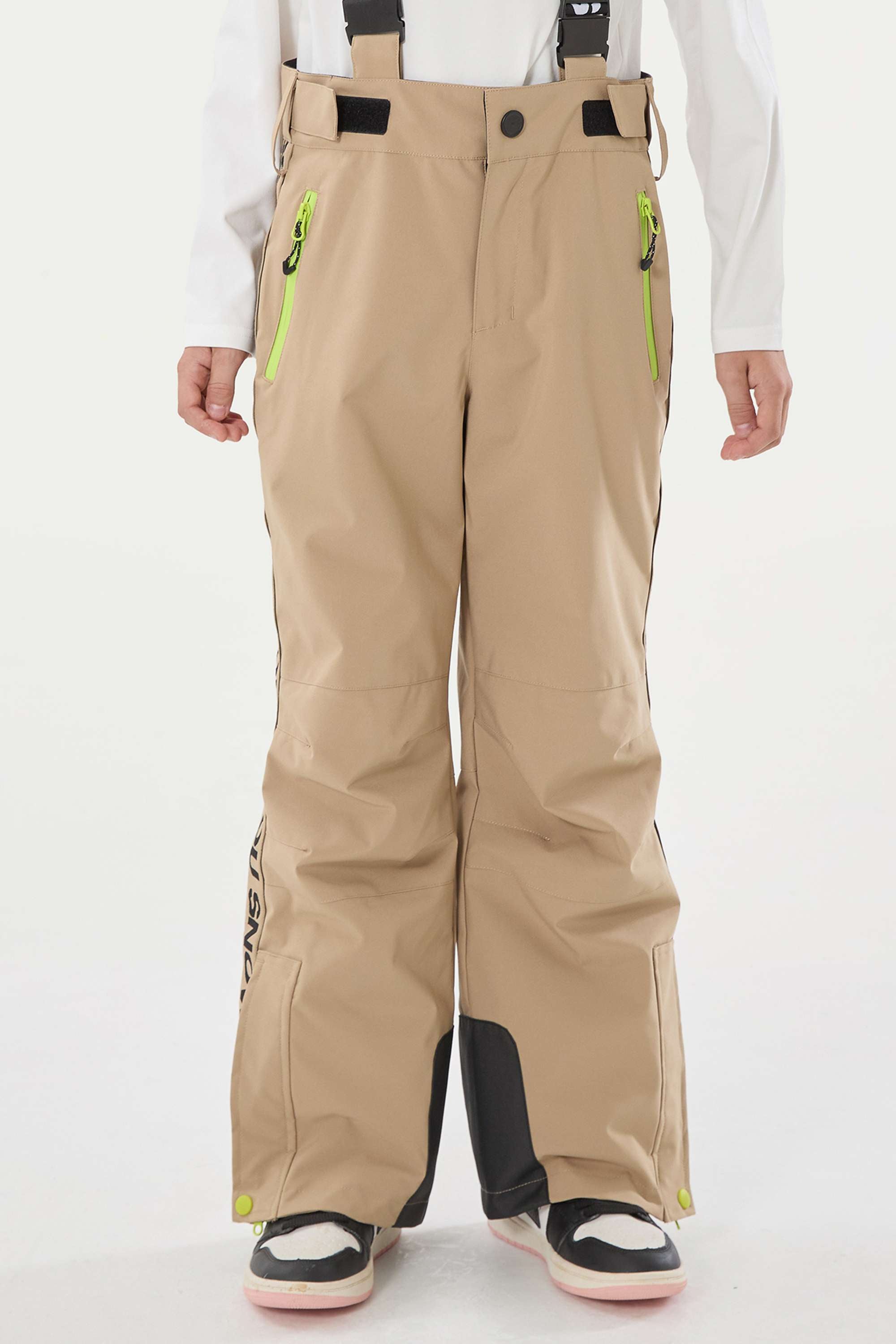 Khaki Insulated Ski Pants With Suspenders Snow Pants Main image